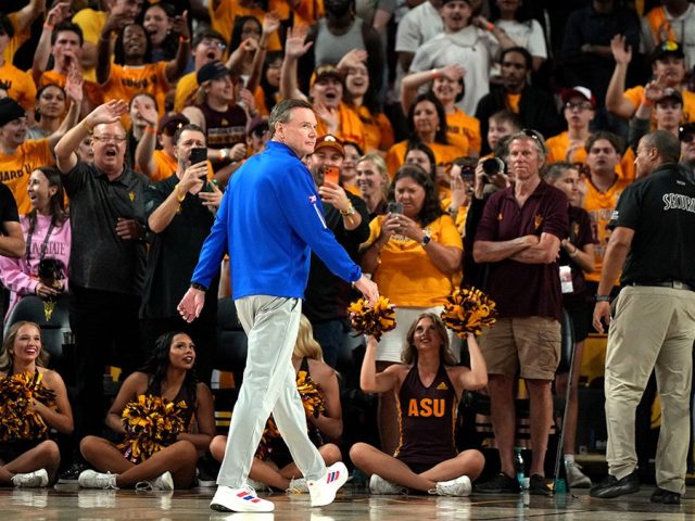 Kansas coach Bill Self ejected before halftime in upset loss to Arizona State: ‘Pretty temperamental crew’