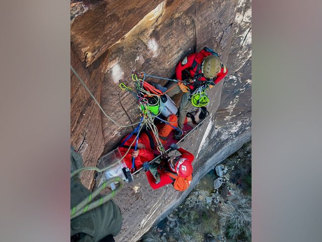 Las Vegas first responders conduct seven-hour rescue of injured climber stranded 600 feet up rock face