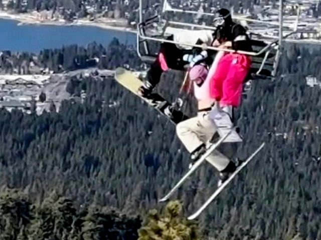 Skier’s prank backfires, leaving her dangling 65 feet in the air as twin desperately holds on